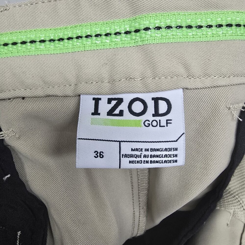IZOD Golf Performance Shorts Men's Size 36 Beige Flat Front Chino Stretch Casual - Picture 4 of 7